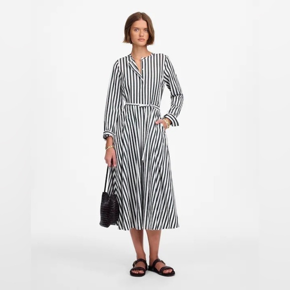 Madewell Dresses & Skirts - Madewell deep forest Tie-Waist Midi Shirtdress in Stripe